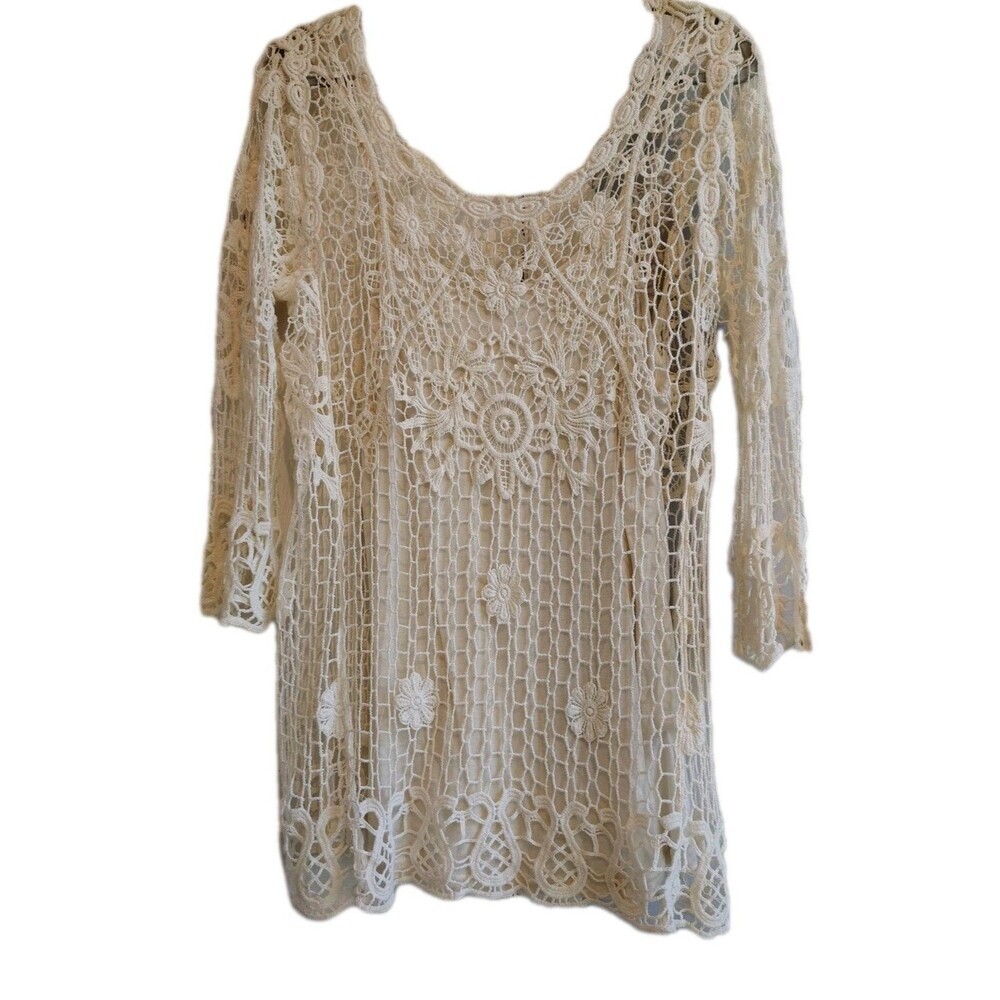 NWT Atmosphere Crochet Lace Tunic Dress with Tank Liner White Size M